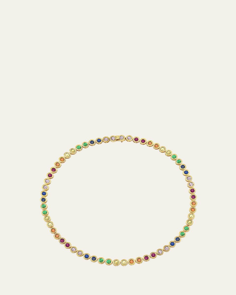 14K Yellow Gold Large Stone Fluted Eternity Necklace